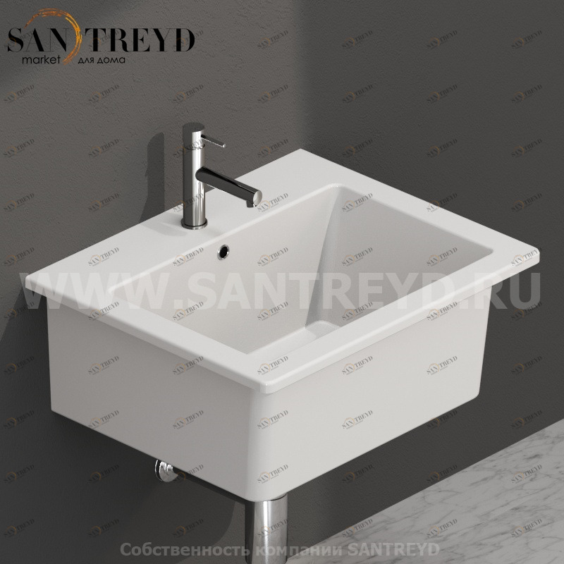 FO063BI Подвесная раковина настенная прямоугольная Ceramica Globo FORTY3 белая