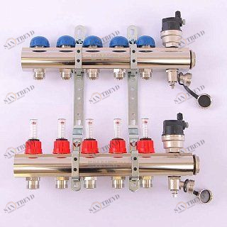 Коллектор 1'х3/4" ЕК 5 выходов EMMETI TOPWAY с расходомерами и вентилями 1298216
