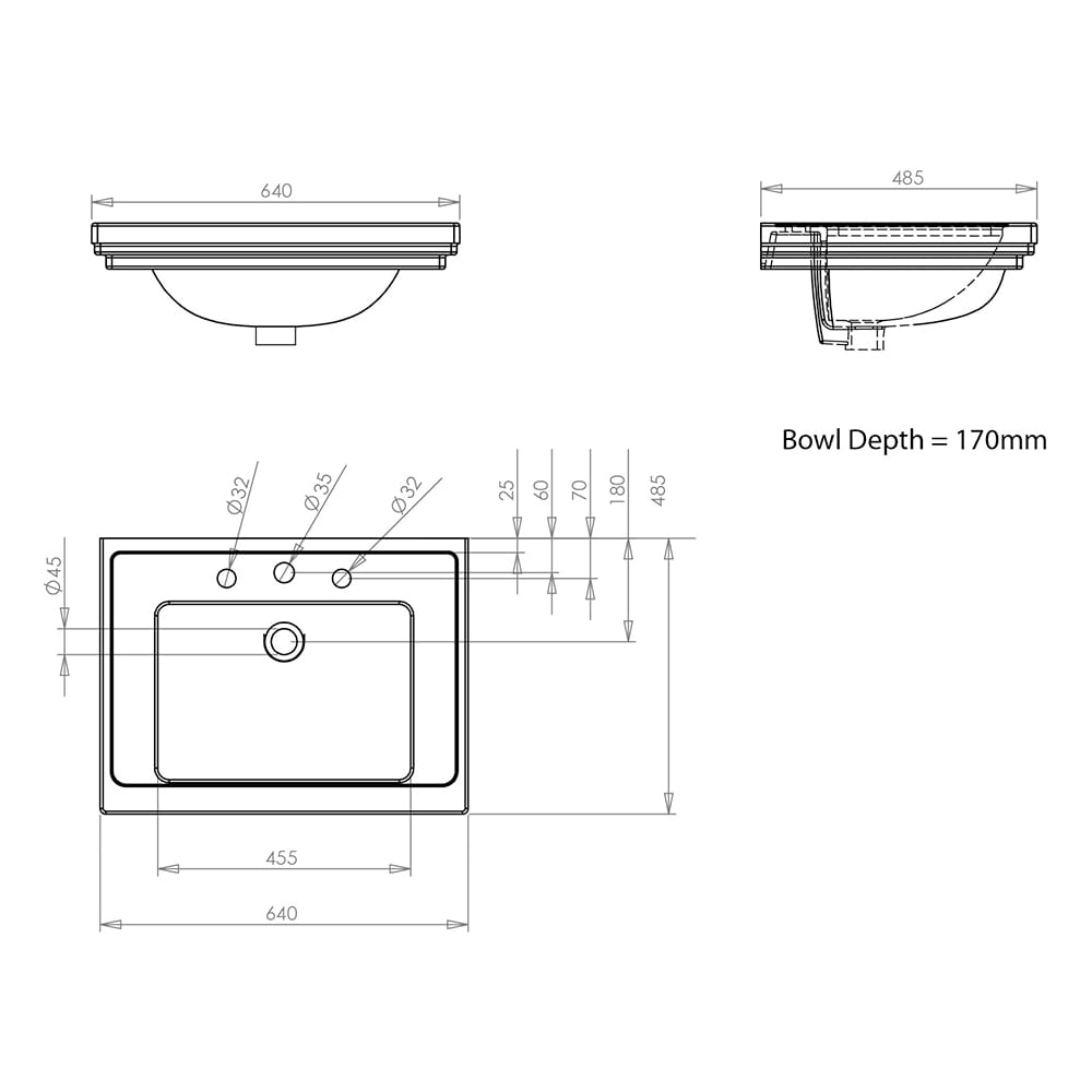 IMSR40 Большой умывальник Astoria Deco - 640 мм Astoria Deco Imperial  - Вид №2