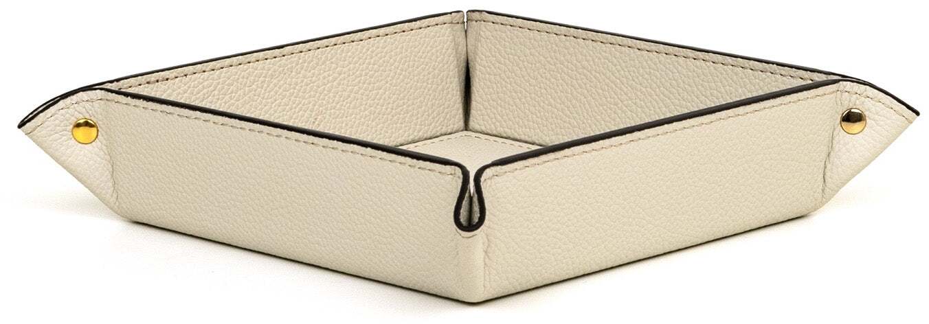 Жесткий квадратный поднос для мелочей - 15X15XH4 см / зернистая кожа_темно-серый