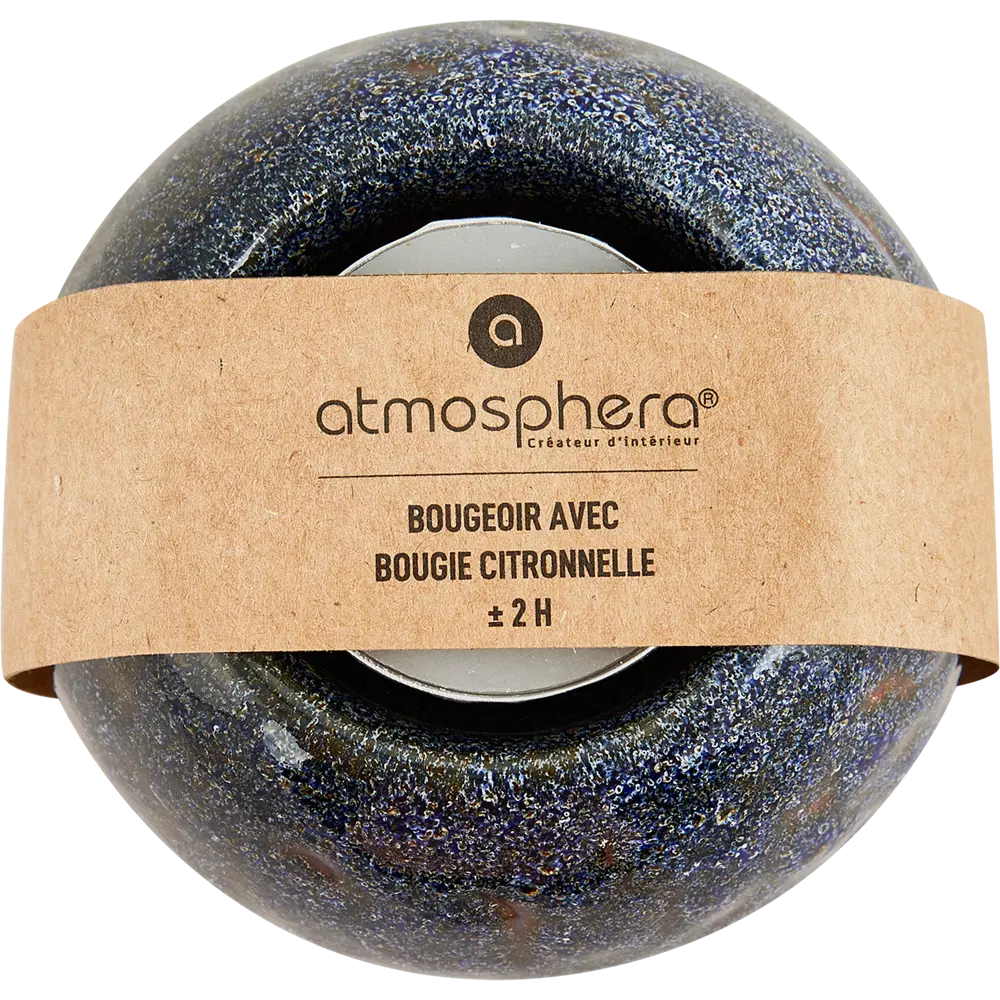 Свеча в керамическом подсвечнике Atmosphera Цитрон коричнево-синяя 8 см 87051576 STLM-2114951  - Вид №3