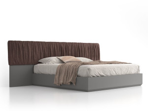 Деревянная двуспальная кровать-контейнер с мягким изголовьем