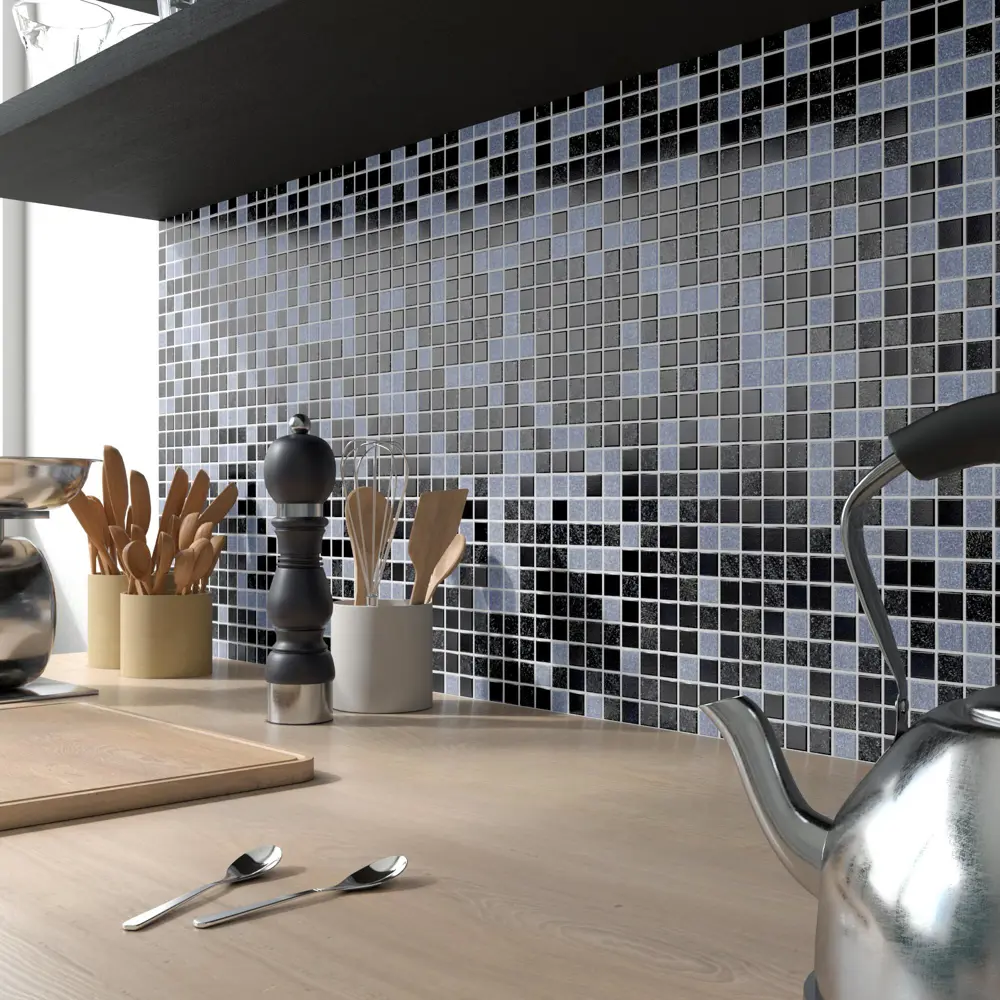 Мозаика ARTENS Swam: серо-черная стеклянная композиция 32.7×32.7 см 18731805 STLM-0012263 - Вид №6