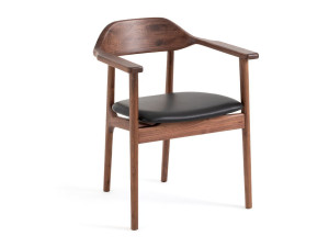 Кресло из грецкого ореха и кожи с подлокотниками
