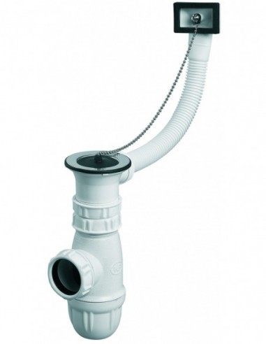 865900 000 00  Оборудование для мойки на 1 чашу с переливом и цепной пробкой, Д. 50 мм, регулируемый сифон NF Valentin Сталь  - Вид №1