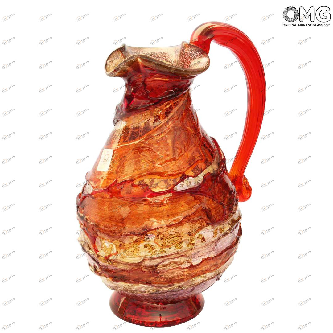 2278 ORIGINALMURANOGLASS Кувшин с эффектом ржавчины из дутого муранского стекла 16 см 