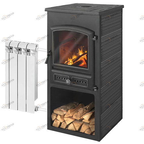 Печь-камин Этна (БКД) с плитой и ТО «Антрацит» высокая 5060