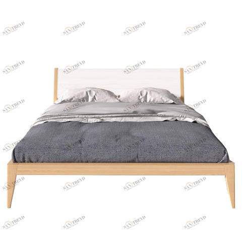 Кровать двуспальная 200х200 см деревянная с белым изголовьем и решеткой Fly BRAGIN DESIGN REPLACE 00-3862357 Бежевый 