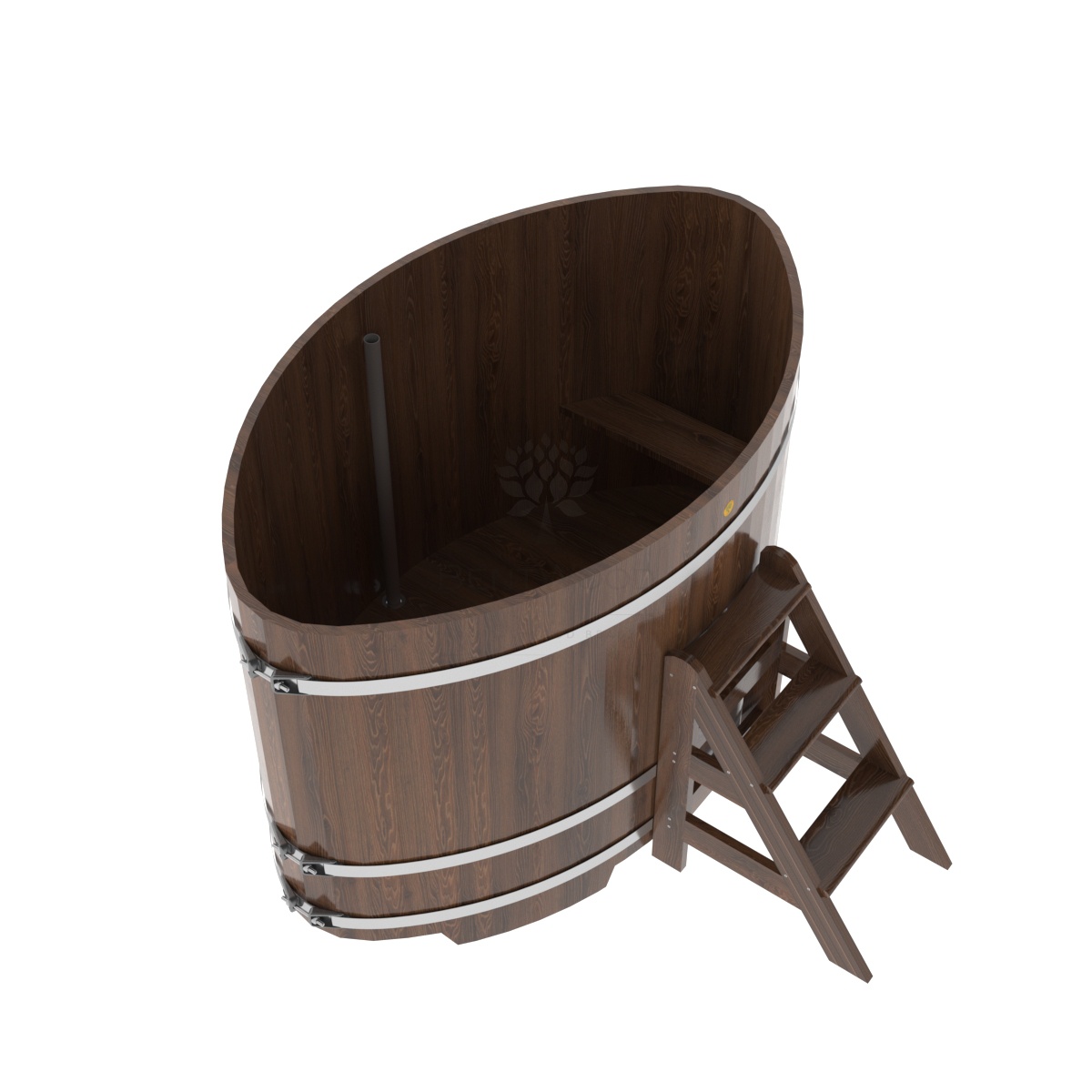 1331 Купель овальная из дуба 1,15х1,83х1,2 морёная Alyarus  - Вид №1