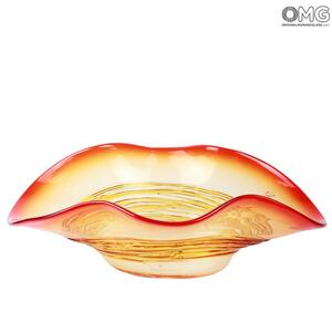 499 ORIGINALMURANOGLASS Декоративная чаша Сомбреро из муранского стекла янтарно-красная - муранское стекло OMG 40 см
