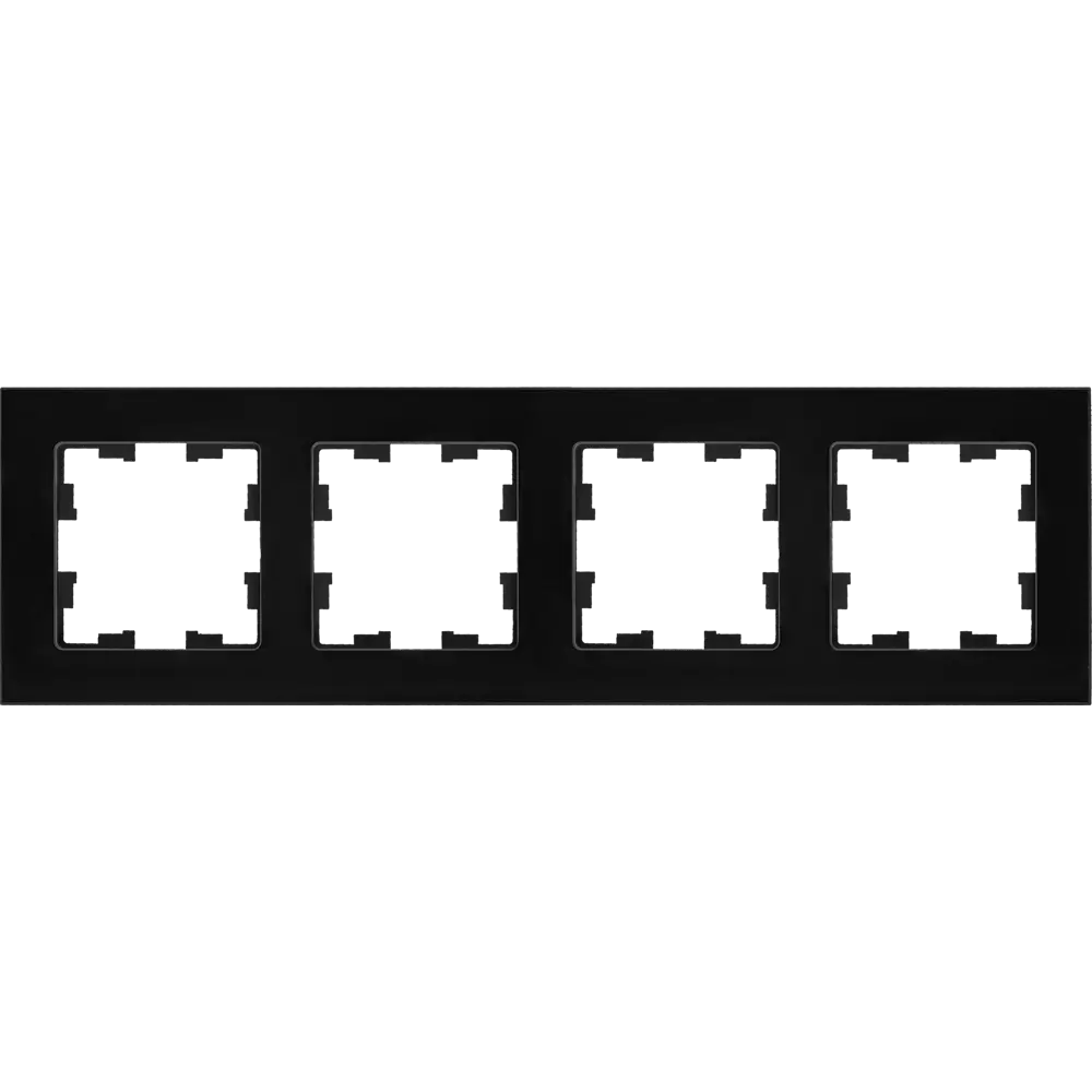 Рамка IEK Brite-4 для розеток и выключателей - черное стекло на 4 поста 87761300 STLM-1463674