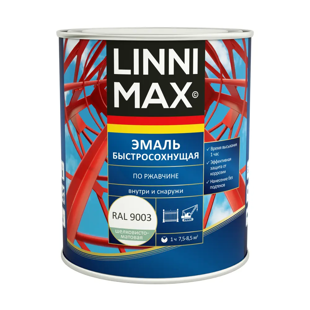 Грунт-эмаль по ржавчине Linnimax Быстросохнущая шелковисто-матовая цвет белый 0.75 л STLM-2026048 - Вид №1