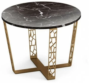 ALBEDO Круглый журнальный столик из мрамора и металла black marquina