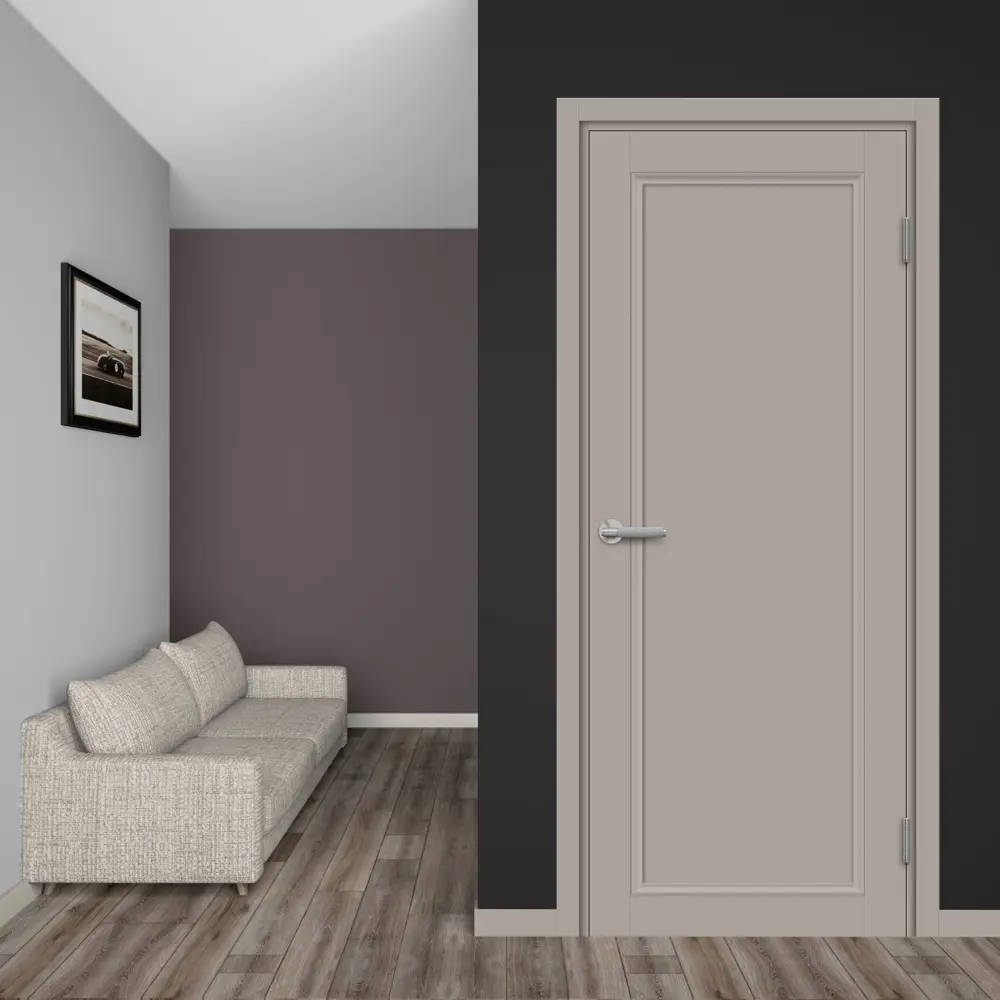 Комплект двери Лион глухая 80x200 см HardFlex цвет тауп серый с добором 100 мм МАРИО РИОЛИ STLM-2151190 - Вид №1