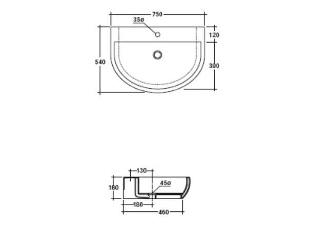 Керамическая подвесная раковина Galassia EL1 / EL2 ARCH-00091430 - Вид №1