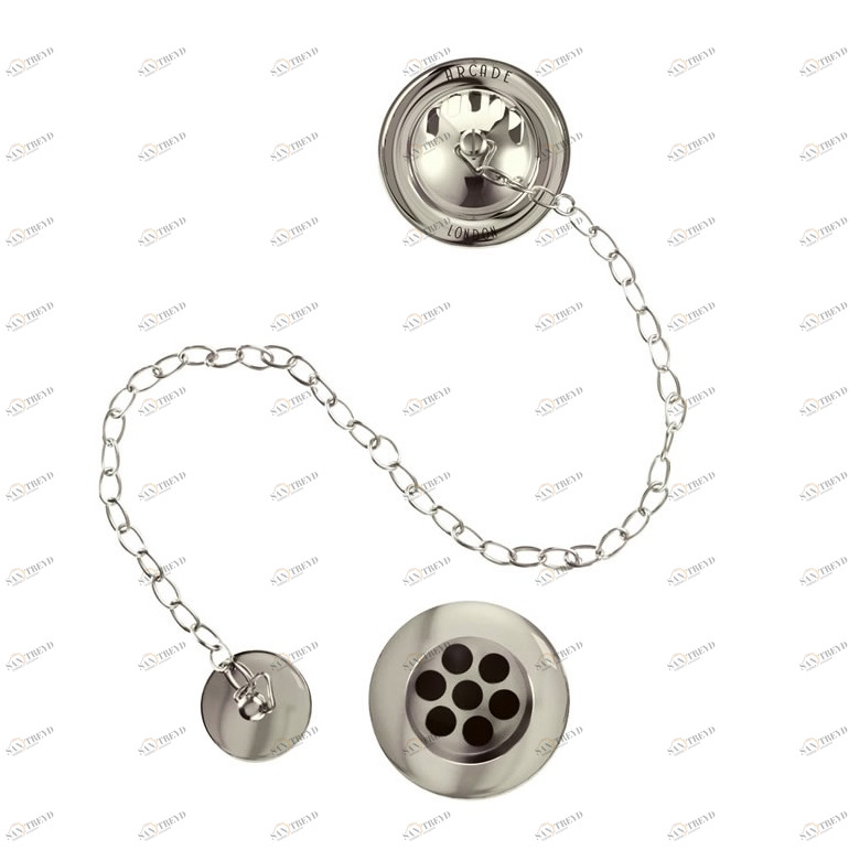 Слив-перелив для ванны с цепочкой и пробкой Arcade Wastes никель ARCW3NKL