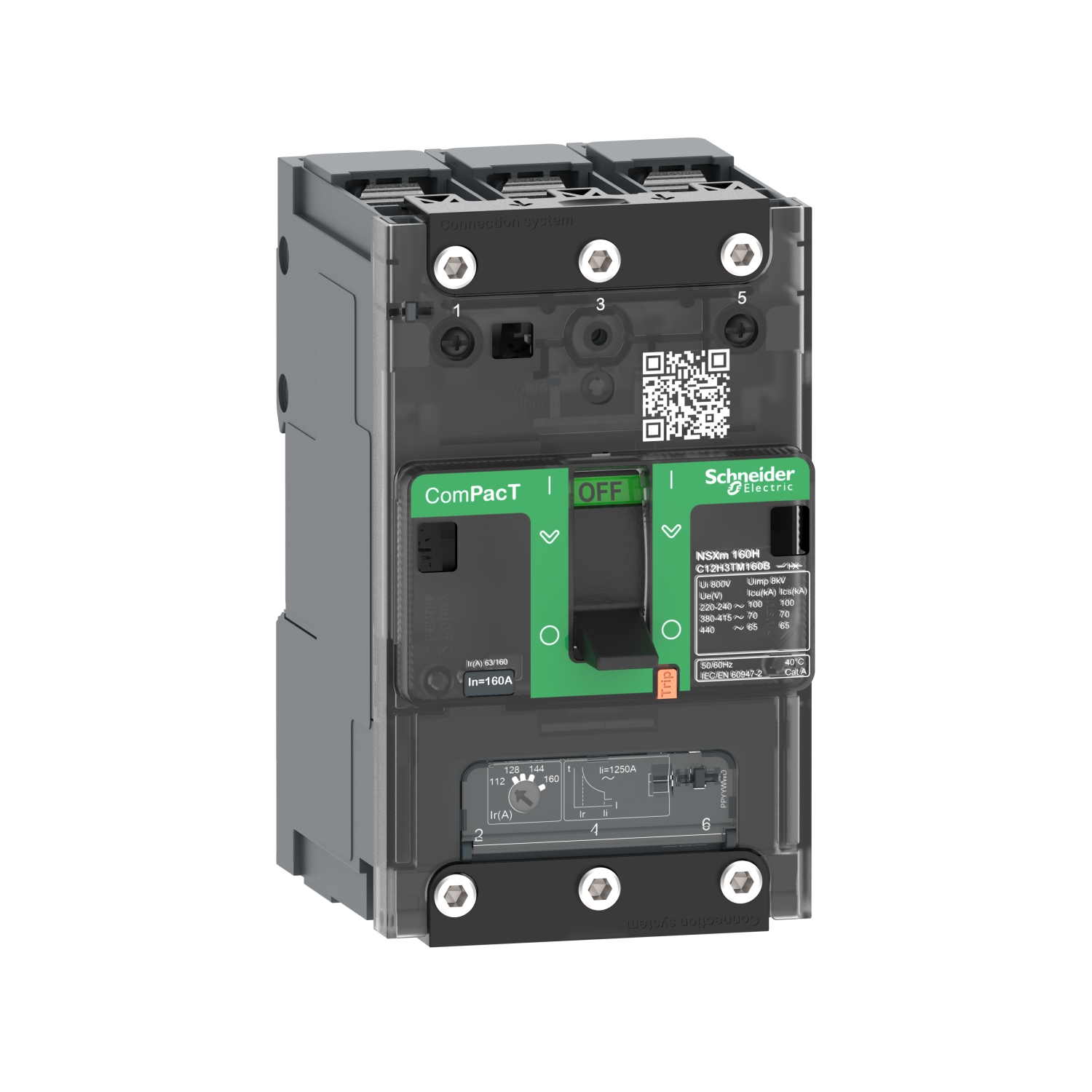 C11N3TM025B Автомат. выключатель ComPacT NSXm N (50 kA при 415 В пер.тока) 3П3Т, 25 A, расцепитель TMD, кабел.након/сил.шины Schneider Electric ComPacT NSXm new generation 