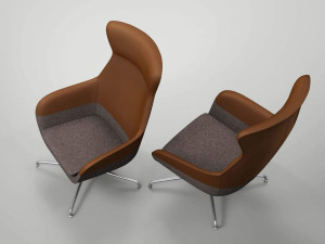 Тканевое кресло с подлокотниками с высокой спинкой