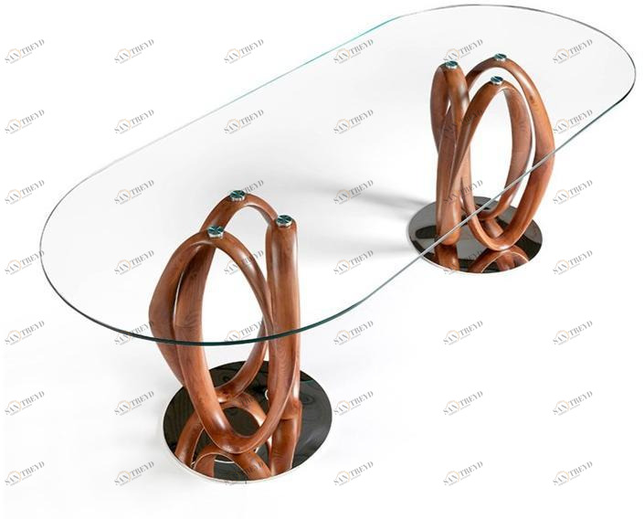 Angel Cerdá Овальный стол для гостиной из дерева и стекла Nature life 1022 Angel Cerda