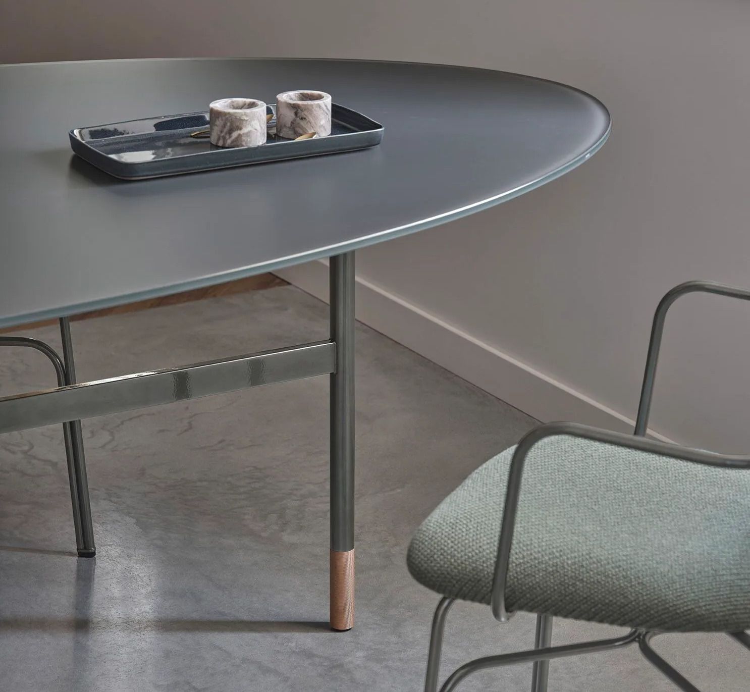 Овальный обеденный стол из стали и хрусталя Bontempi Casa GLAMOUR ARCH-00046367 - Вид №2