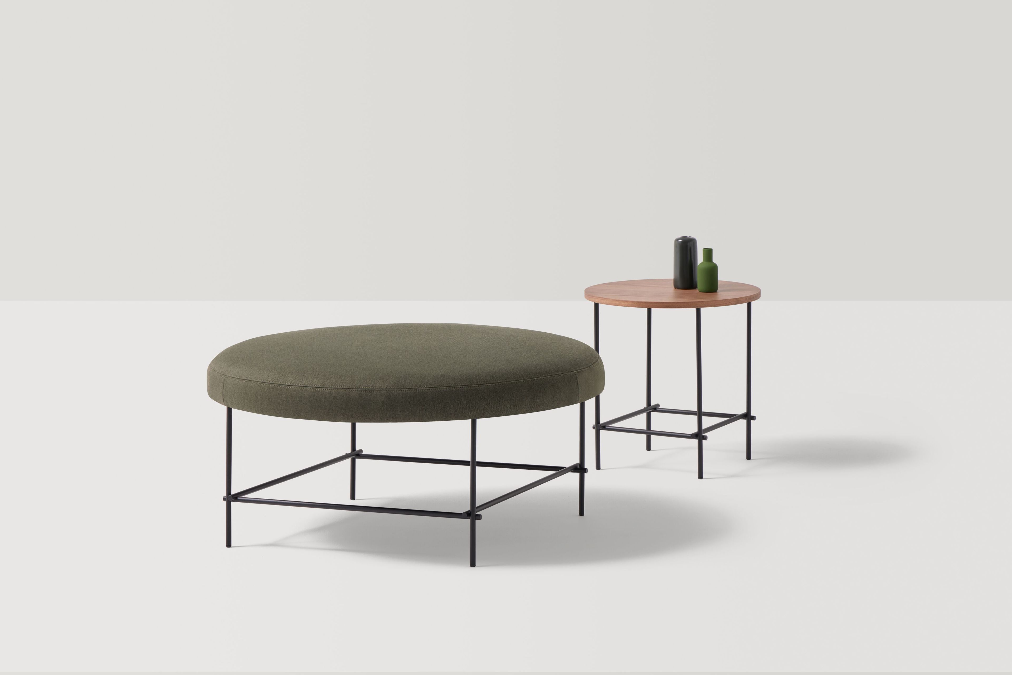 Круглый мягкий пуф из ткани и металла INCLASS Nuc ARCH-00025076 - Вид №3