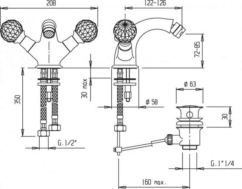 Смеситель для биде CEZARES NOSTALGIA-BS1-02 - Вид №1