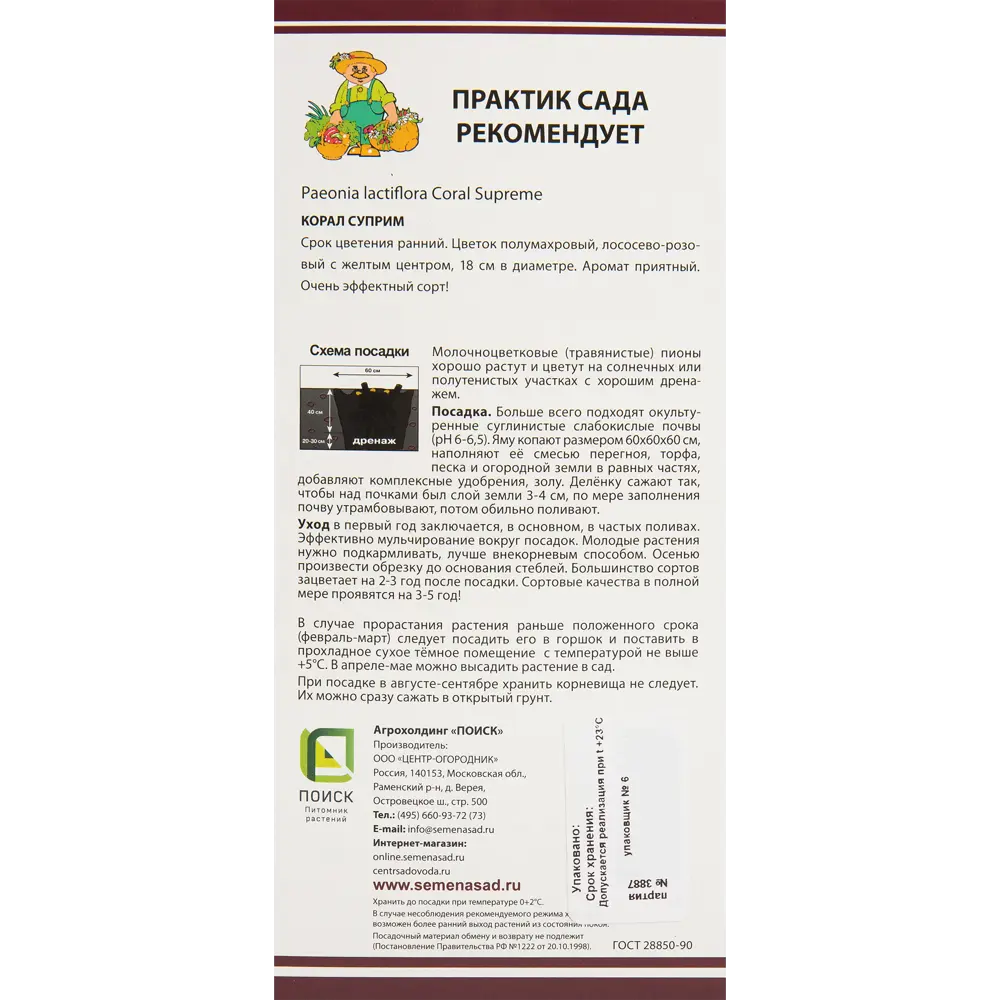 Пионы травянистые Корал Суприм 82530285 STLM-2172290 Santreyd  - Вид №1
