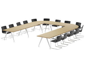 Модульный стол для совещаний из алюминия и дерева