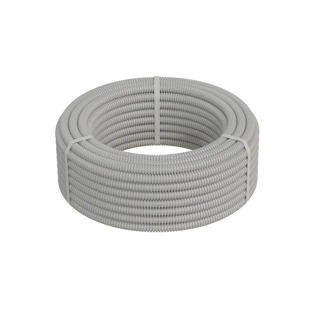 Труба гофрированная Экопласт D16 мм 25 м ПВХ легкая с протяжкой цвет серый STLM-2148062 - Вид №1