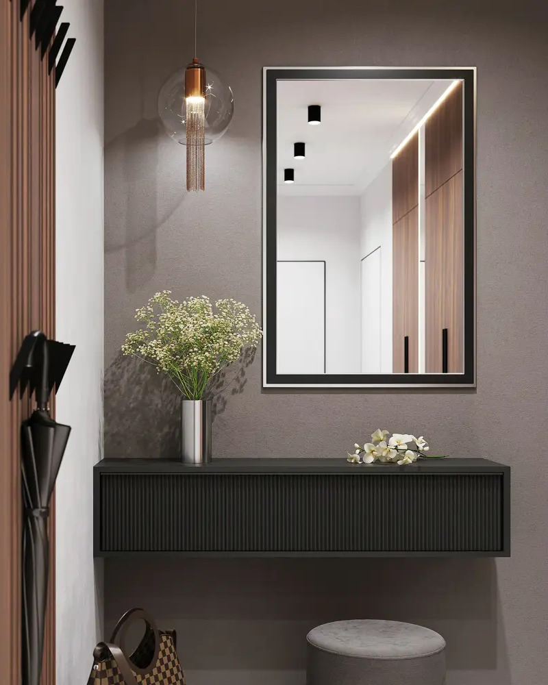 16362428 Зеркало для ванной Omega Glass NNB16 60x90 см прямоугольное цвет черный STLM-0993064