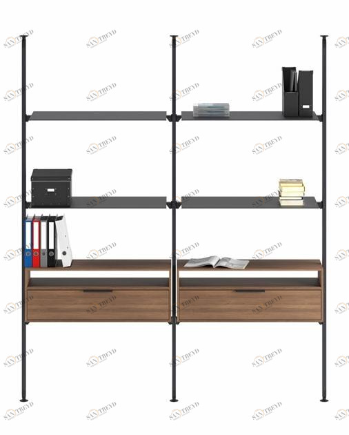 Ersa Двухсторонний металлический книжный шкаф с деревянными ящиками sun-id-1446088