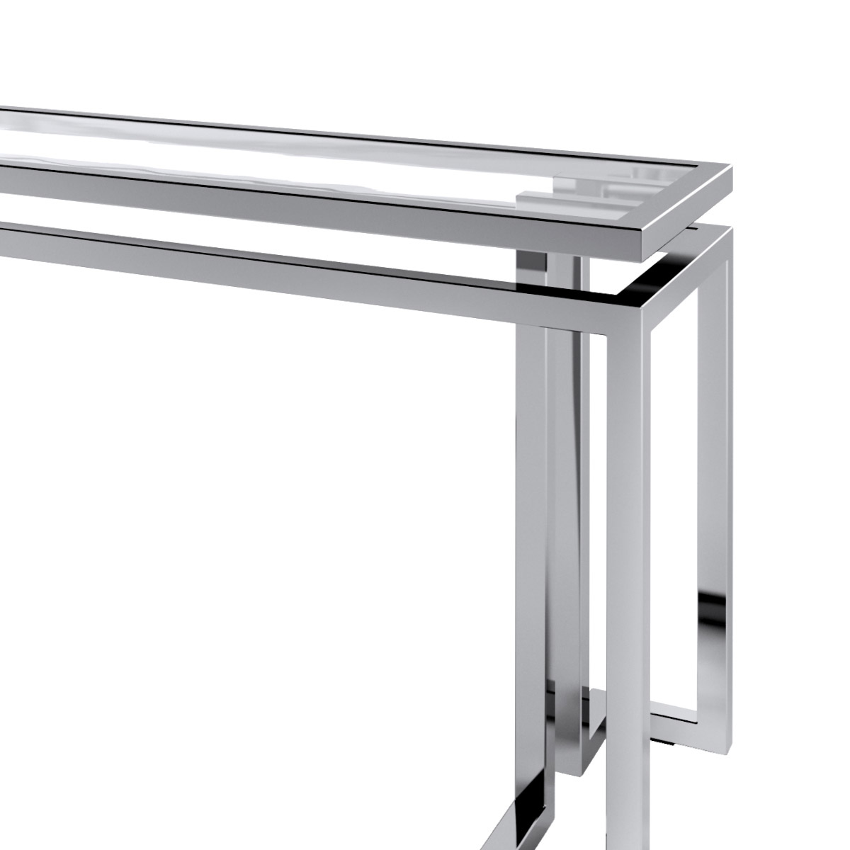Консоль металлическая со стеклянной столешницей 76х160 см прозрачная Florian DELIGHT COLLECTION  00-3883297 Прозрачный;хром  - Вид №1