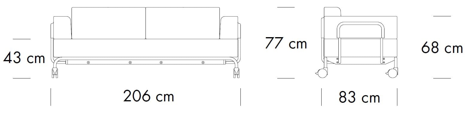 3-местный линейный диван с колесами THONET S 5000 ARCH-00060437 - Вид №2
