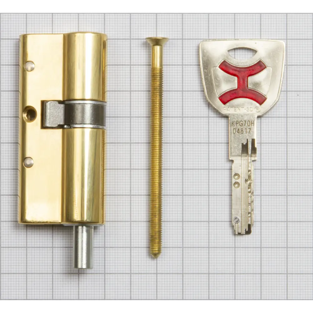 Цилиндр Cisa AP4S 0P3S2-82.66, 25x10x35 мм, ключ/шток, цвет латунь, без вертушки STLM-2096562 - Вид №2