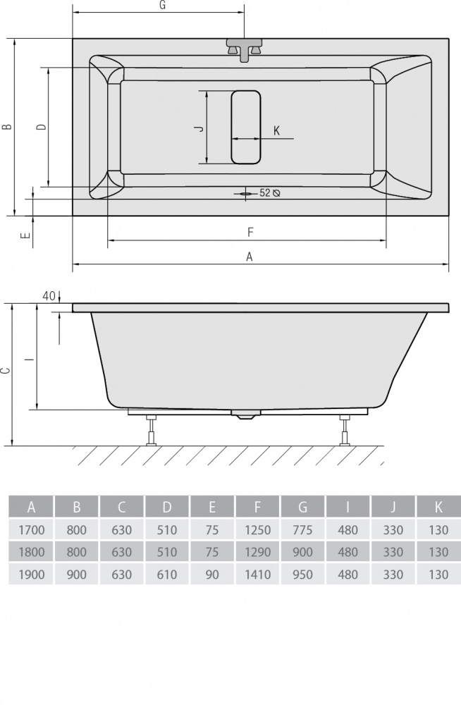 Акриловая ванна ALPEN Marlene 170 72403 - Вид №2
