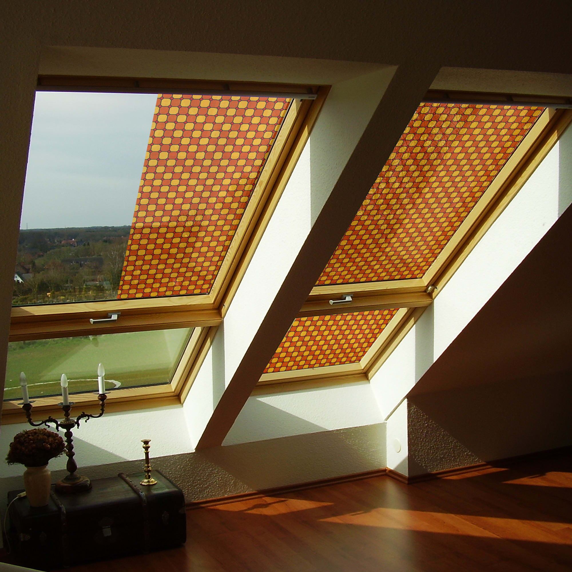 14111393 Пленка самоклеящаяся «Соты» 9206, 0.45х2 м, витраж, цвет красный Santreyd  - Вид №1