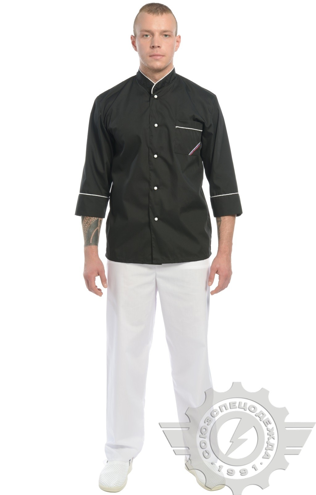 69100 Куртка поварская "Люкс-Лайт" черная  Повар  размер 44-46/170-176 Спецодежда  - Вид №9