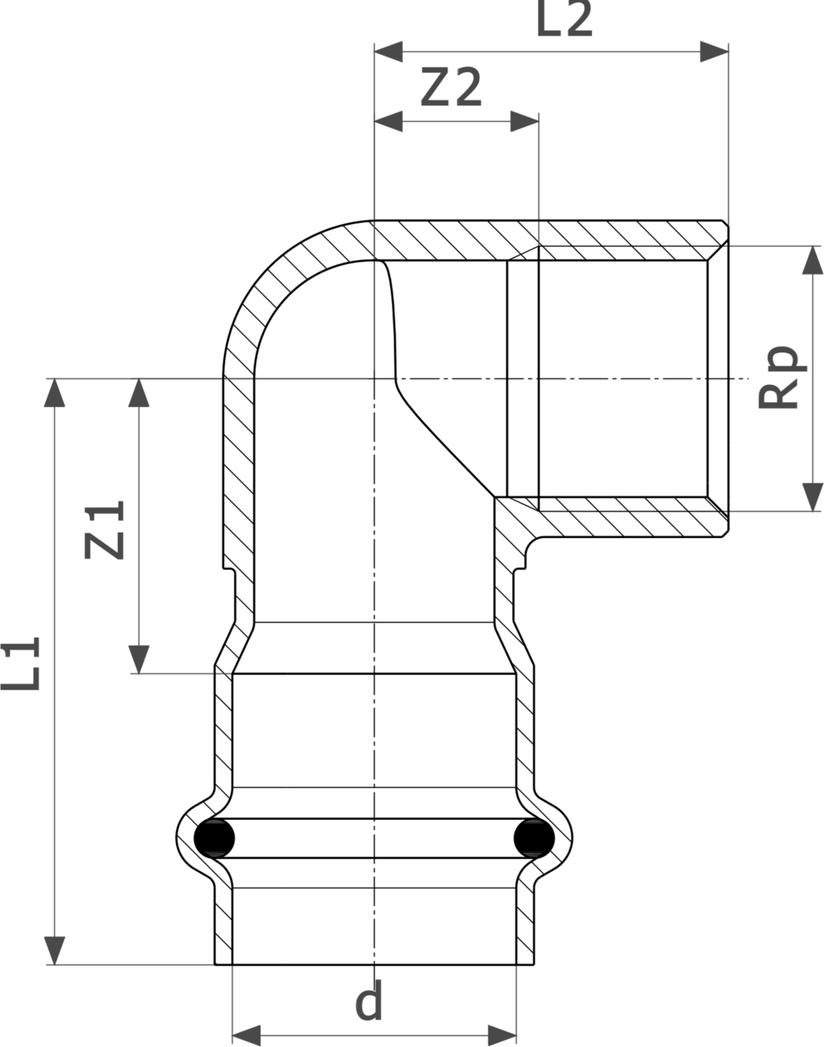 486 389 Модель 0214.2 Трубопроводные системы  Sanpress Inox G  Переходники/​переходные угольники Santreyd  - Вид №3