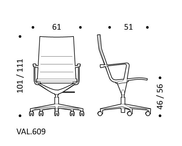 5-спицевое вращающееся офисное кресло с тканевыми колесами ICF Valea ARCH-00111459 - Вид №6