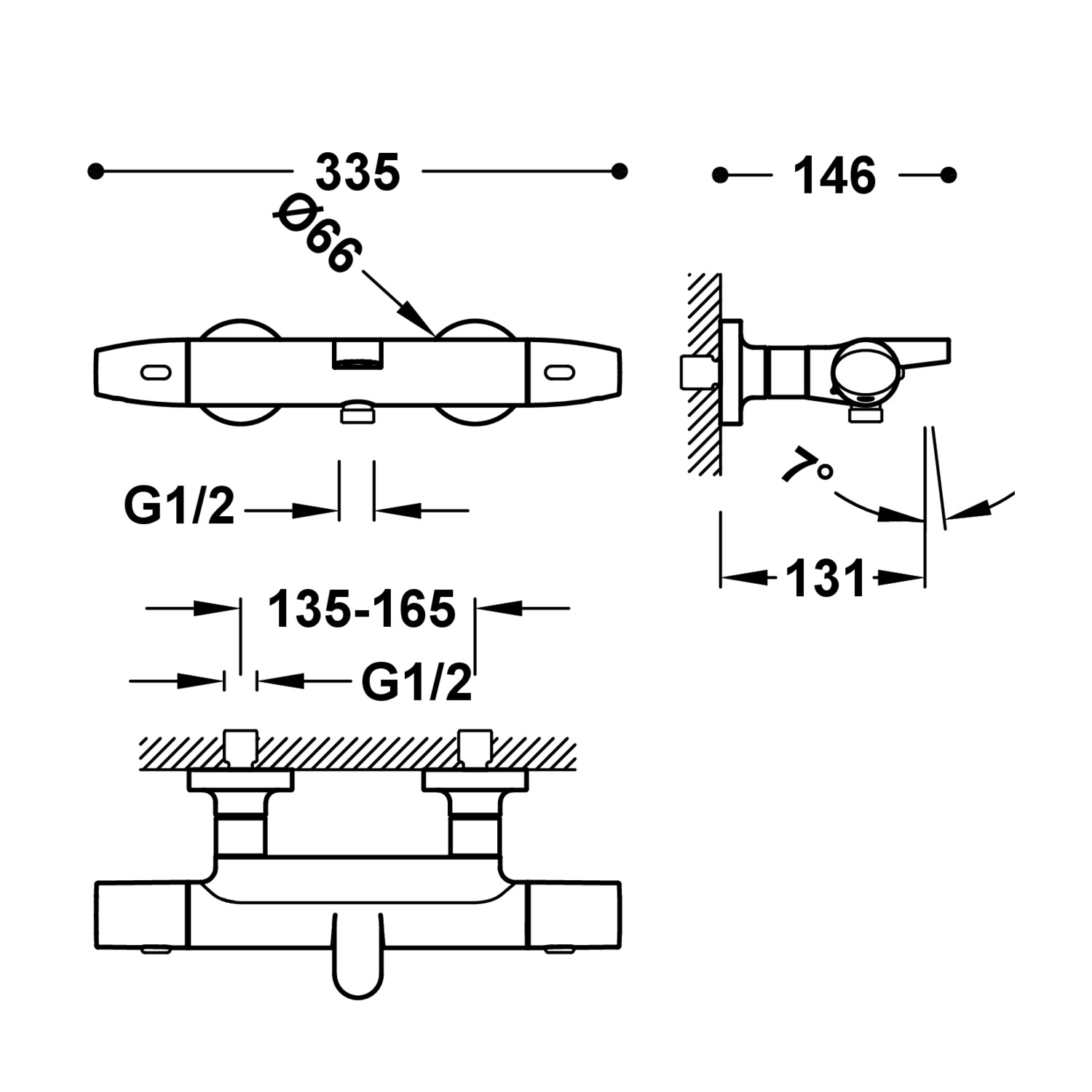 Настенный термостатический смеситель для ванны и душа-19017403AC TRES Thermostatic - Вид №1