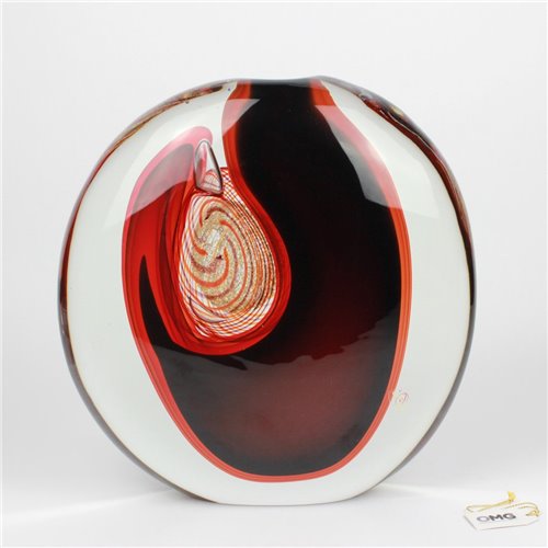 1706 ORIGINALMURANOGLASS Ваза Красное Полнолуние - соммерсо - муранское стекло 40 см  - Вид №1