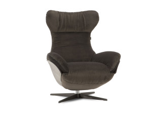 Тканевое вращающееся кресло с подставкой для ног