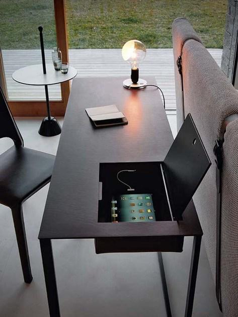 Zanotta Стол письменный из стали, столешница обтянута кожей sun-id-1471370 - Вид №4