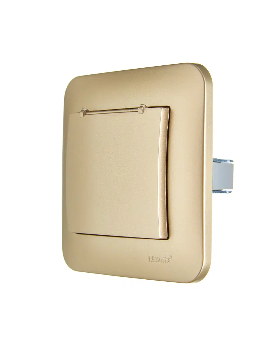 ASTI Розетка с/з с крышкой ПБТ золото LEZARD 7081-3636-123B - Вид №3