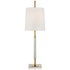 LAAR0817 Настольная лампа Lexington среднего размера из антикварной латуни и хрусталя ручной натирки с льняным абажуром ijlbrown