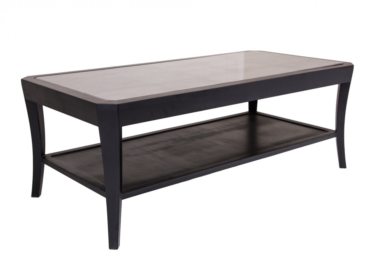 Журнальный столик прямоугольный с полкой и стеклянной столешницей венге Hyde PUSHA PUSHA 062887 Черный  - Вид №1