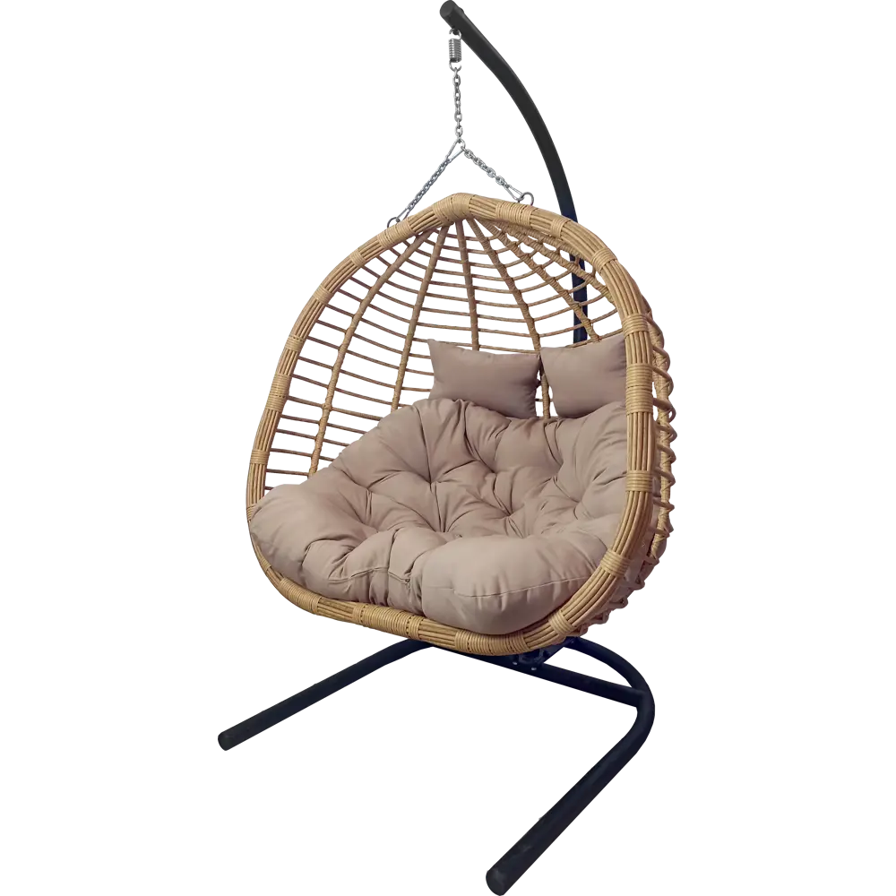 Кресло подвесное Siesta tubo 205x126x133 см сталь/искусственный ротанг бежевый/коричневый 84753415 STLM-2197694 Santreyd SI015 - Вид №1