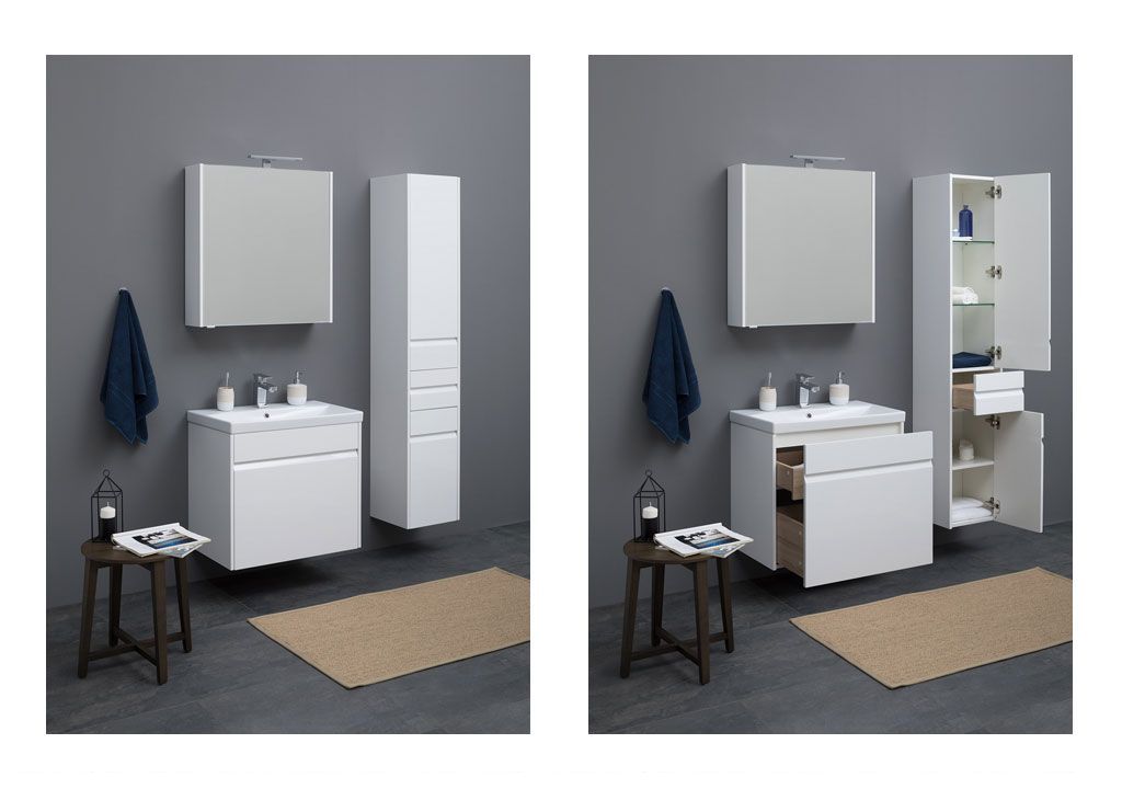 Шкаф-пенал для ванной Aquanet Палермо 35 белый 00203943 - Вид №4