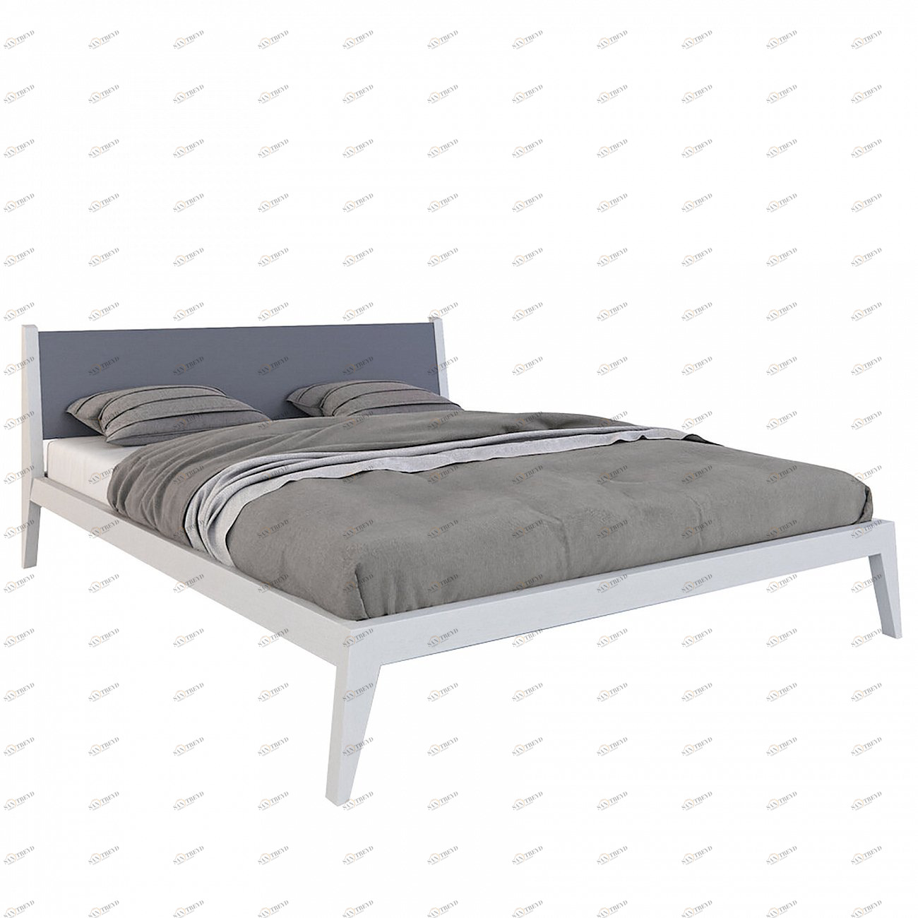 Кровать двуспальная деревянная 160x200 серая Fly BRAGIN DESIGN ДИЗАЙНЕРСКИЕ 256401 Белый;серый 