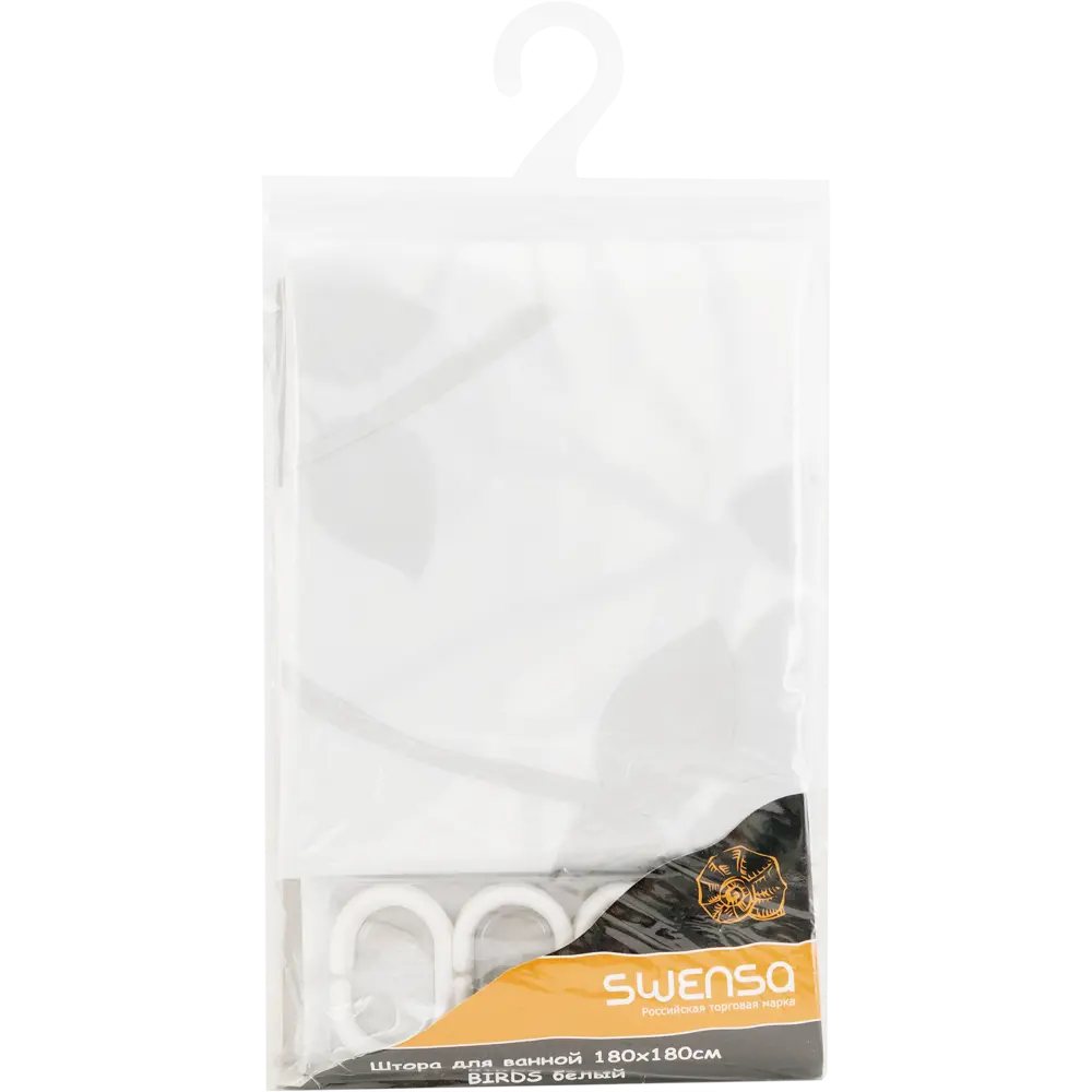 Штора для ванны Swensa Birds с кольцами 180x180 см PEVA , цвет белый/серый SWC-50 STLM-2017992 - Вид №5